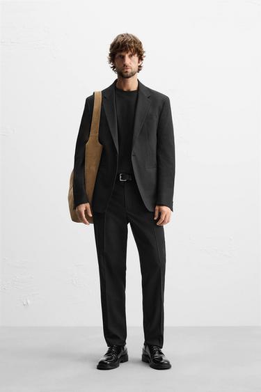 Zara TEXTURED SUIT JACKET - Black - Image 0