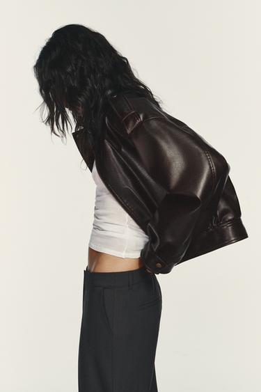 LOW-RISE PINSTRIPE TROUSERS - BLACK/ORANGE by Zara - Image 3