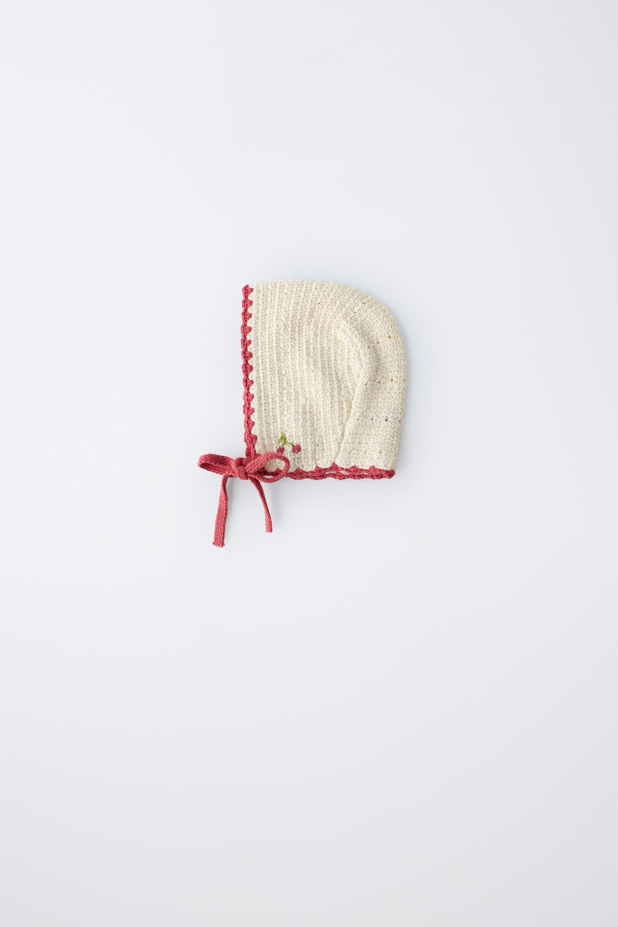 EMBROIDERED CHERRY KNIT BONNET