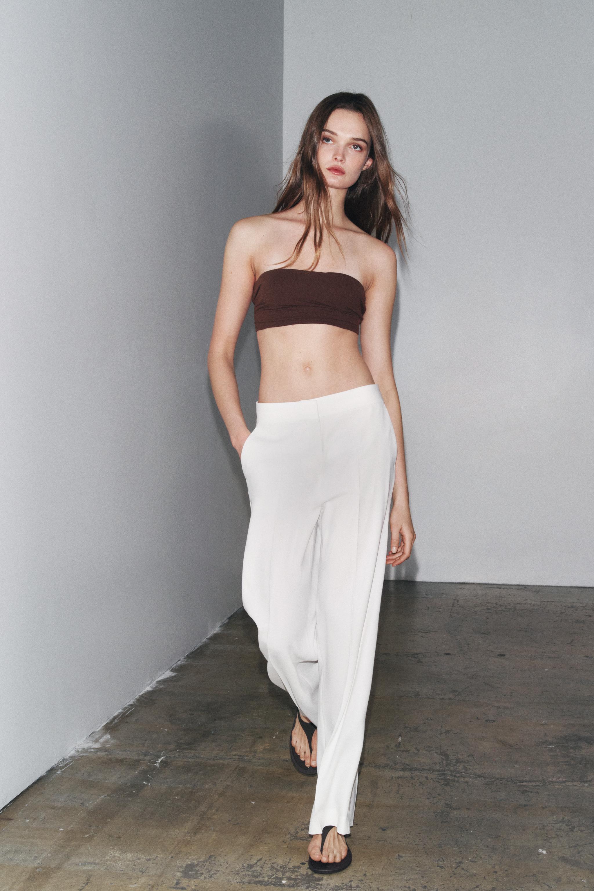ZW COLLECTION WIDE LEG PANTS - Ecru | ZARA United States