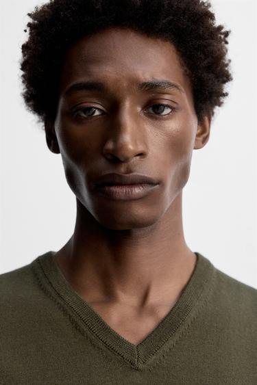 WOOL - COTTON SWEATER - Khaki by Zara - Image 4
