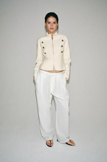 VESTE AJUSTÉE À BOUTONS ZW COLLECTION - Écru de Zara - Image 4