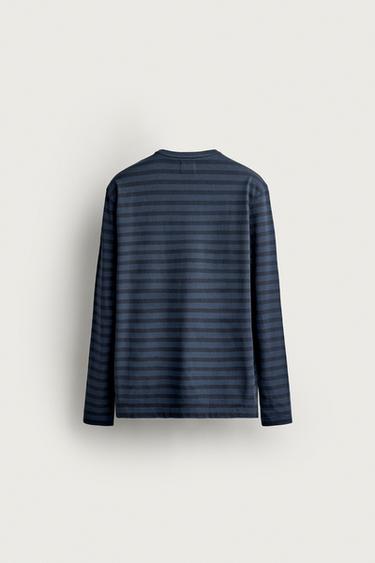 SUPIMA® STRIPED JACQUARD T-SHIRT — Midnight blue 2