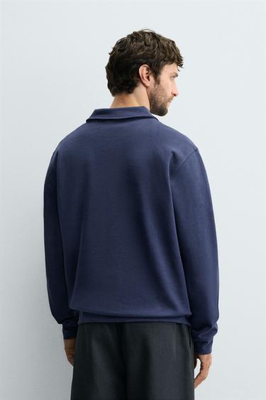 SWEAT POLO INTERLOCK ZIPPÉ - Bleu roi de Zara - Image 2