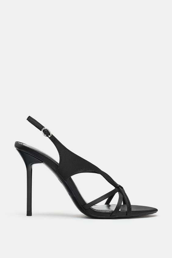 SANDÁLIA DE SALTO COM TIRAS - Preto da Zara - Imagem 0