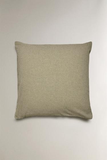 DYED THREAD CHECK CHRISTMAS PILLOWCASE - Green by Zara - Image 1