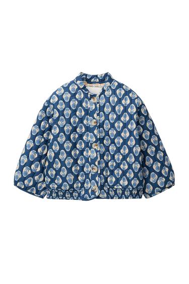 Zara FLORAL JACKET - Blue - Image 0