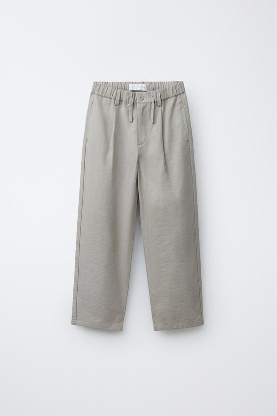 LOOSE-FITTING DARTED TROUSERS - Grey / Tan by Zara - Image 0