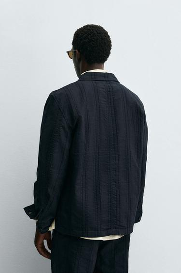 SURCHEMISE JACQUARD RAYURES - Bleu marine de Zara - Image 2