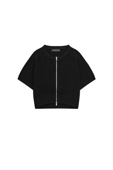 CHAQUETA CORTA PUNTO CREMALLERA - Negro de Zara