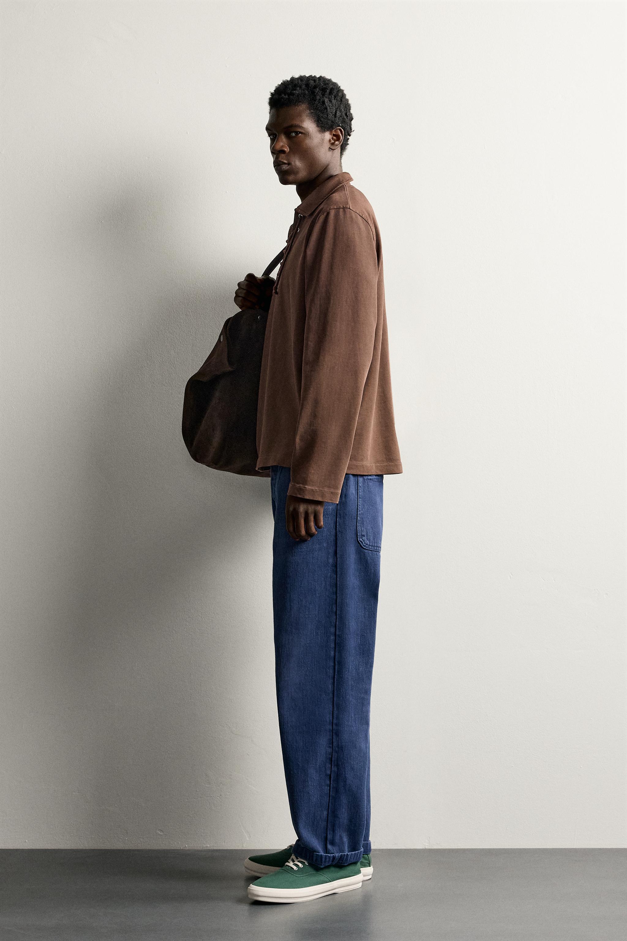 Мужские рубашки Zara WASHED DRAWSTRING POLO SHIRT — фото 4