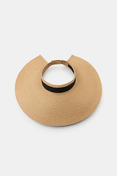 BRAIDED VISOR WITH CONTRAST RIBBON - Light beige by Zara