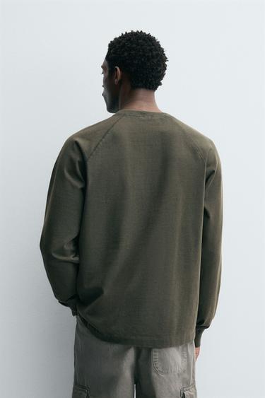 Zara RELAXED FIT WASHED T-SHIRT - Washed green