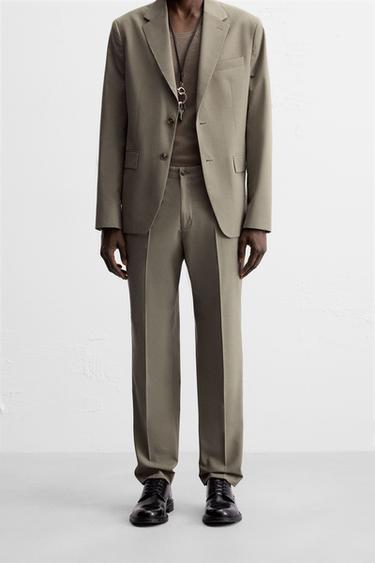 ANZUGHOSE MIT STRUKTURMUSTER - Braun / Braungrau von Zara