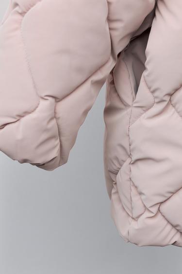 MANTEAU LONG REMBOURRÉ EFFET GOMME - Rose pâle de Zara - Image 5