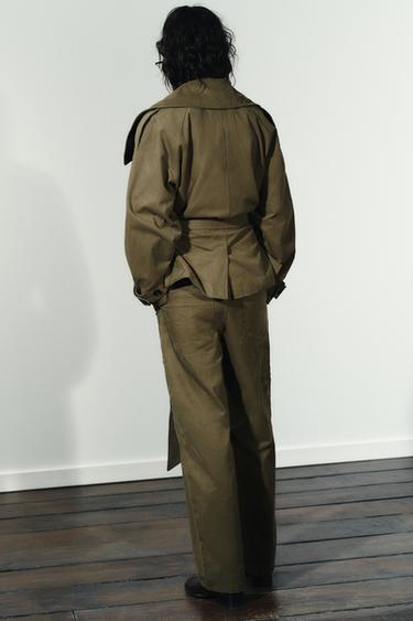 BELTED COTTON TRENCH COAT - Dark khaki by Zara - Image 5