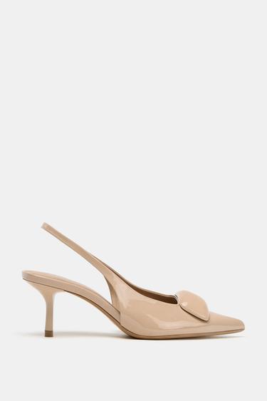 SLINGBACKS WITH HEEL DETAIL - Beige by Zara