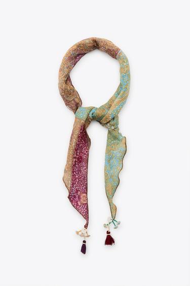 Zara Çokrenkli - DESENLİ BONCUKLU PONPONLU BANDANA