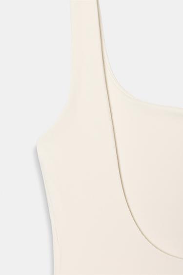 STRETCH BODYSUIT WITH SQUARE NECKLINE - Ecru by Zara - Image 5