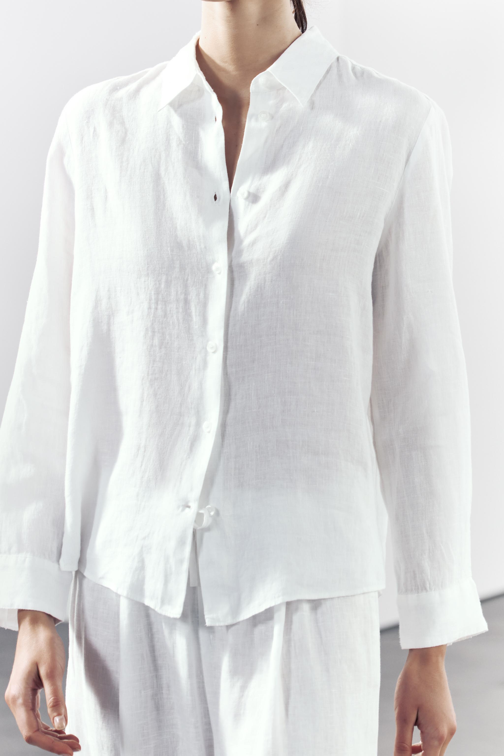 Camisa blanca manga larga mujer zara sale