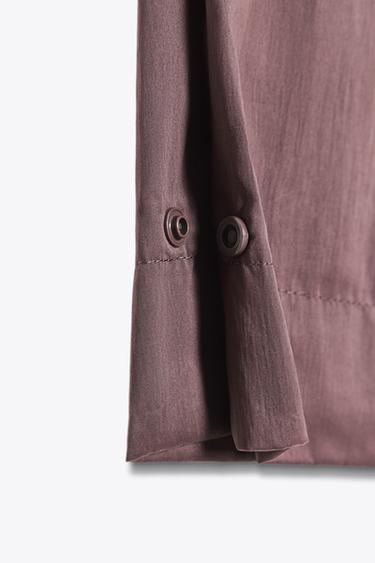 PANTALON NYLON BOUTON BAS - Rose foncé de Zara - Image 7