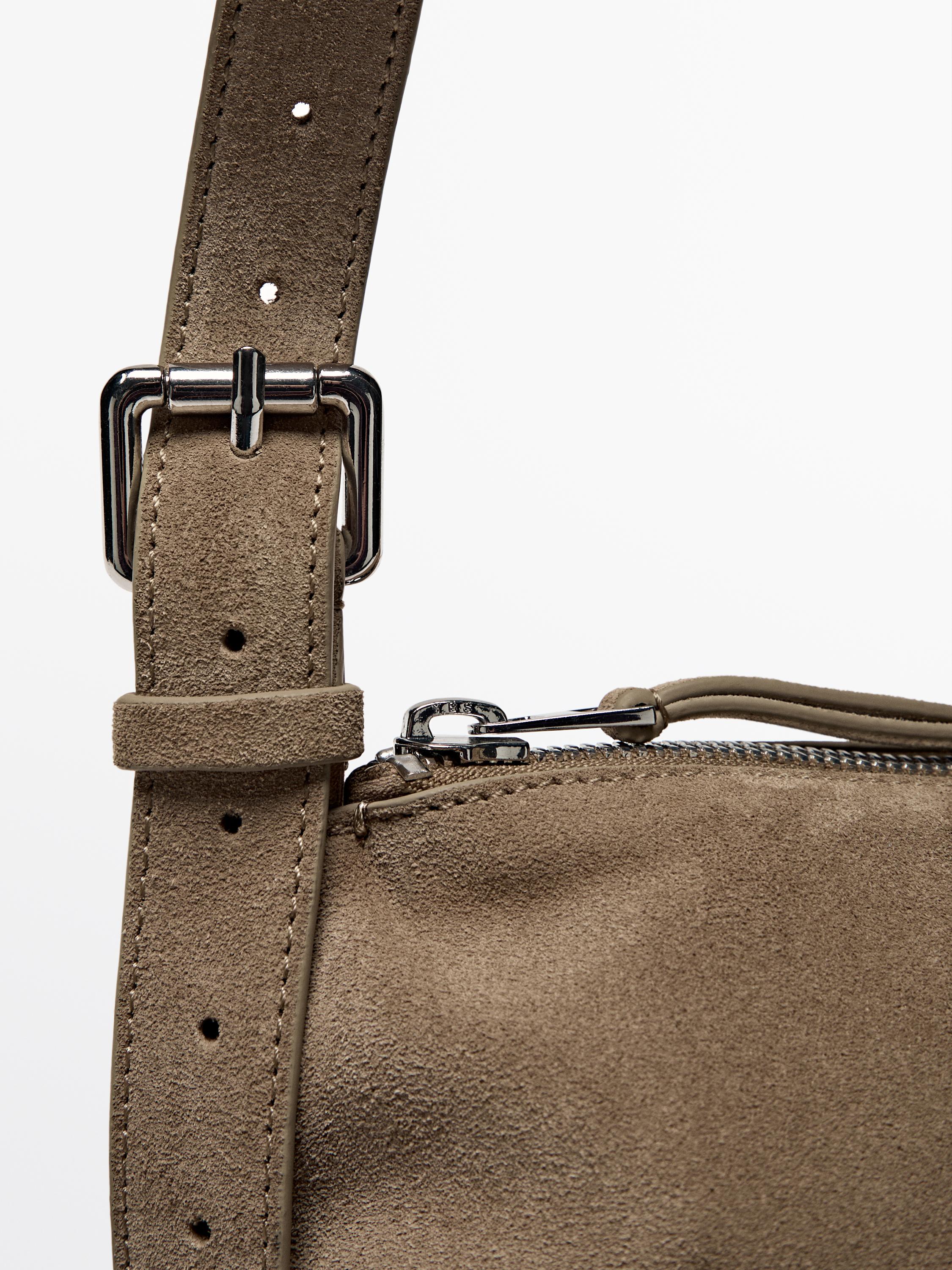 Split suede leather mini crossbody bag