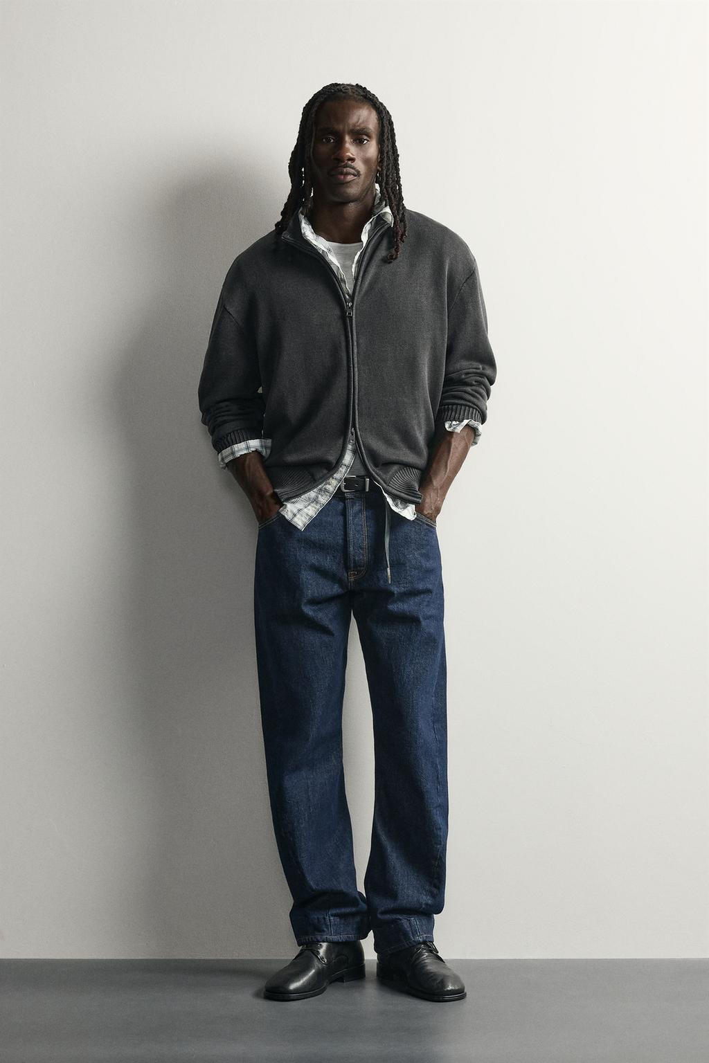 WASHED ZIP CARDIGAN