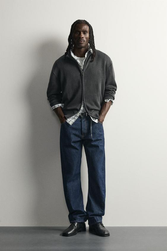 CHAQUETA PUNTO LAVADO CREMALLERA - Negro de Zara - Imagen 0