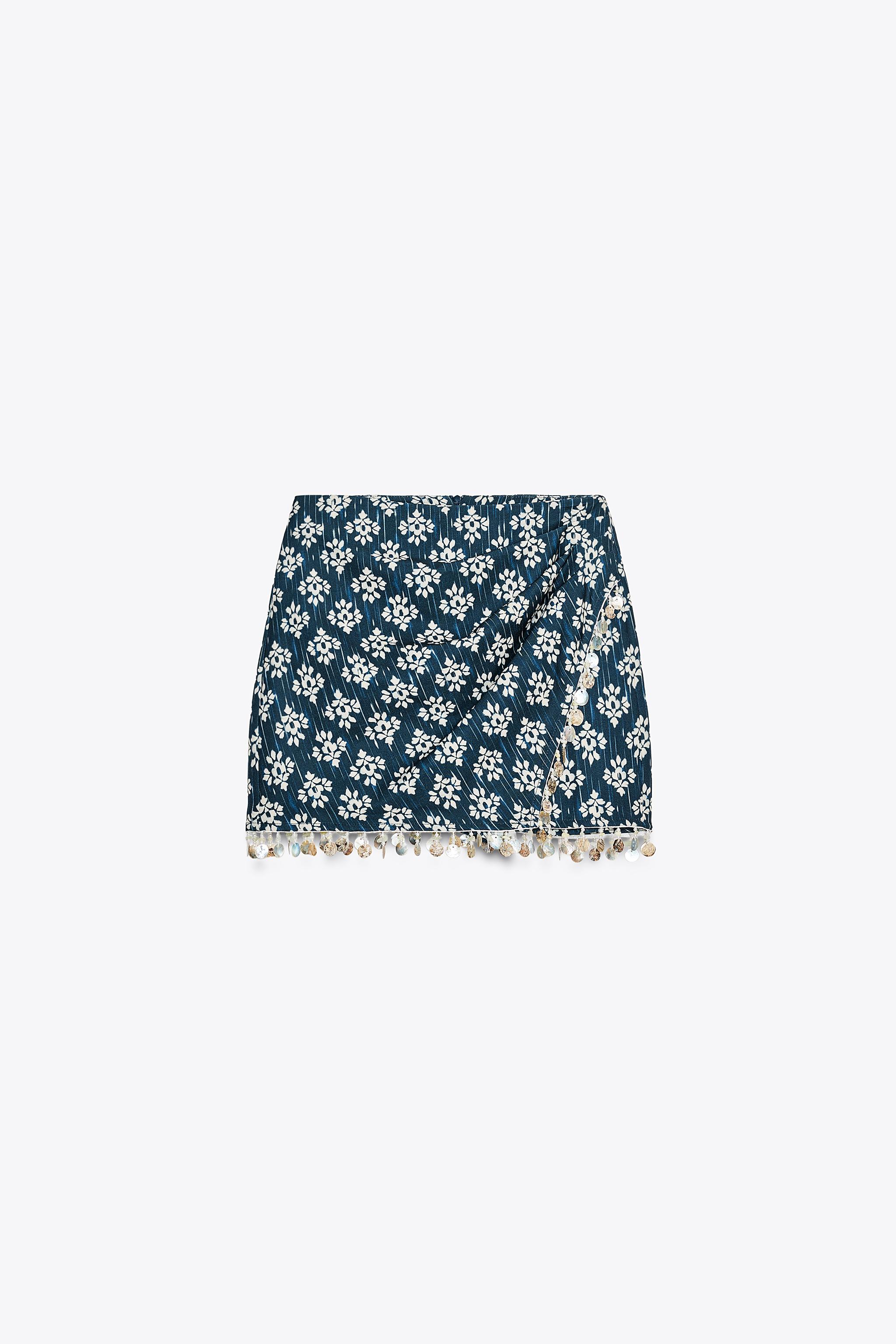 ZARA ビーズ付きプリント柄スコート 8514/051 ZARA ビーズ付きプリント柄スコート 8514/051 (ZARA/ミニ