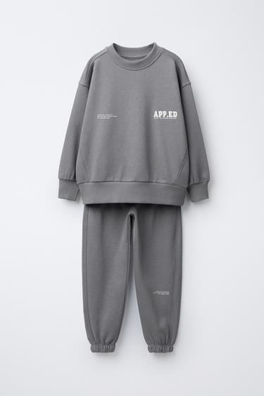 SLOGAN PRINT SWEATSHIRT AND JOGGERS SET - Light grey by Zara
