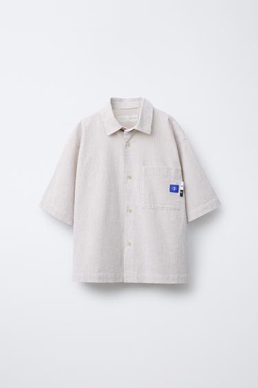 WOVEN STRIPE SEERSUCKER SHIRT - Beige by Zara - Image 0