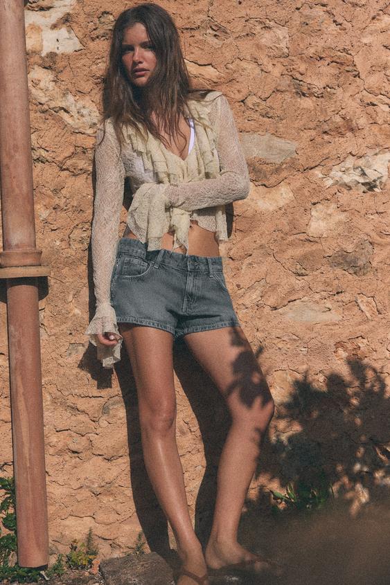 SHINY RUFFLED LACE TOP from Zara - $45.90