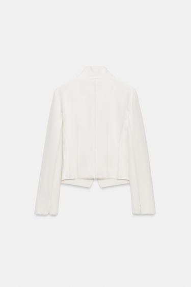 ZW COLLECTION FITTED BLAZER WITH CONTRAST FABRIC - Ecru by Zara - Image 7