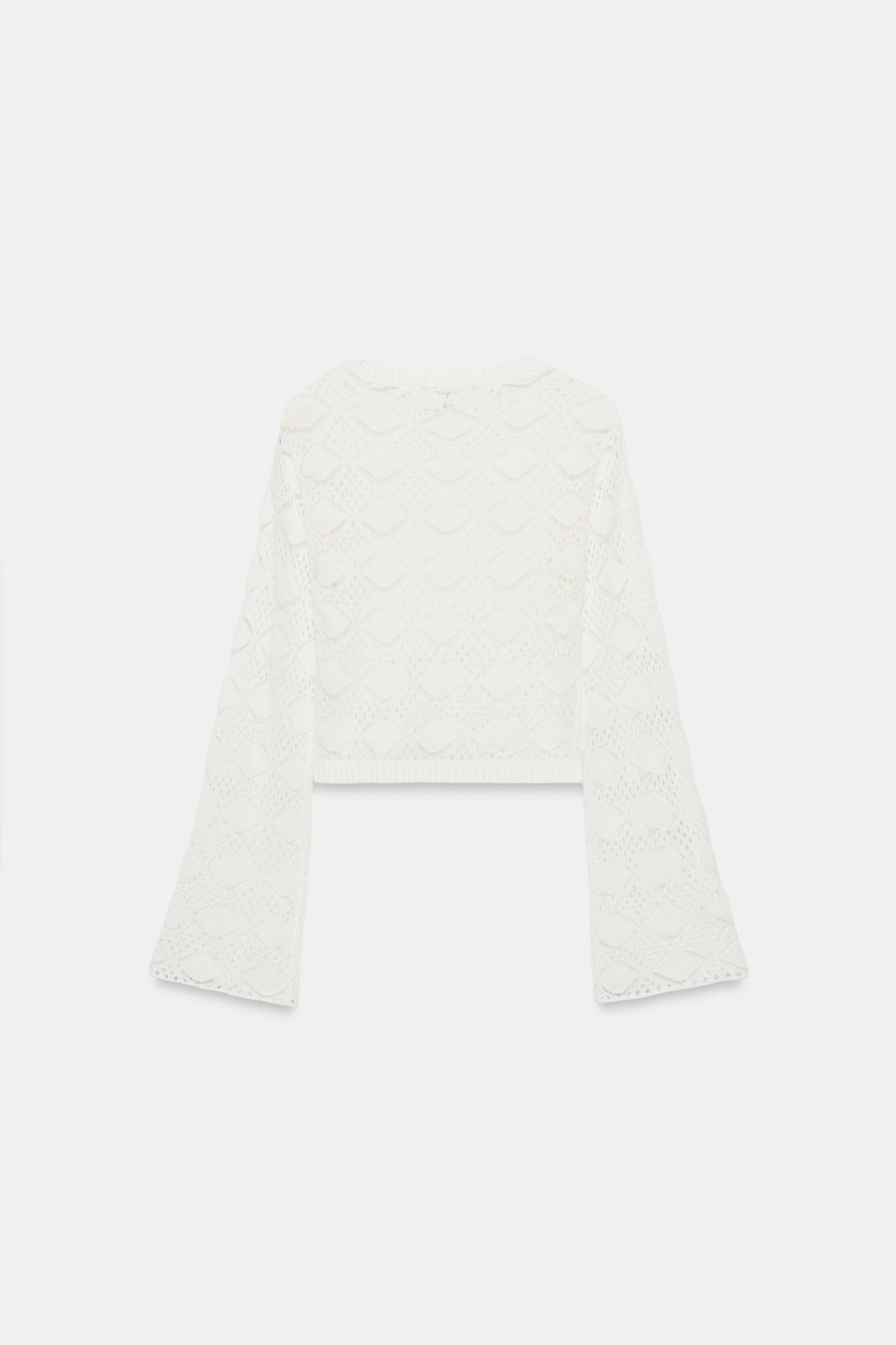 POINTELLE KNIT FLARED SLEEVE JUMPER
