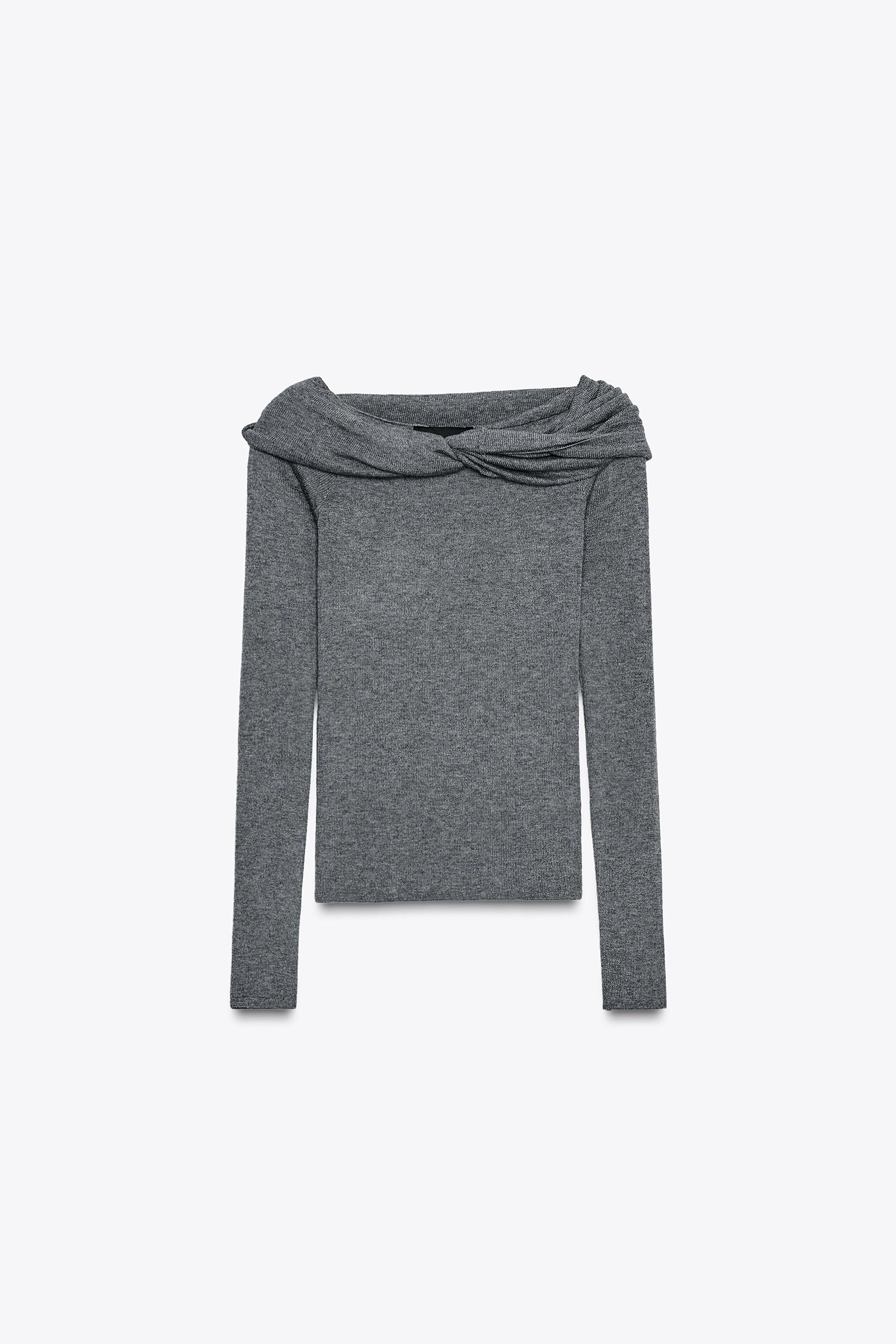 OFF-THE-SHOULDER KNIT SWEATER - Grey marl | ZARA New Zealand