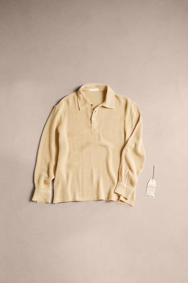 TEXTURED POLO SHIRT - STRAW by Zara - Image 0