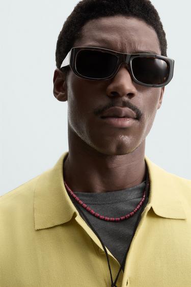 Zara KNIT COTTON - LYOCELL POLO SHIRT - Light lime green