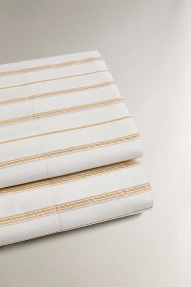 STRIPED PRINT FLAT SHEET - Ochre by Zara - Image 1