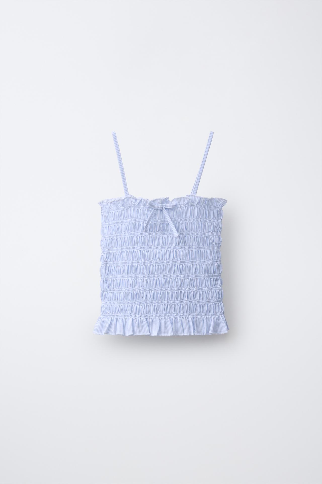 SMOCKED ELASTICIZED TOP — Striped