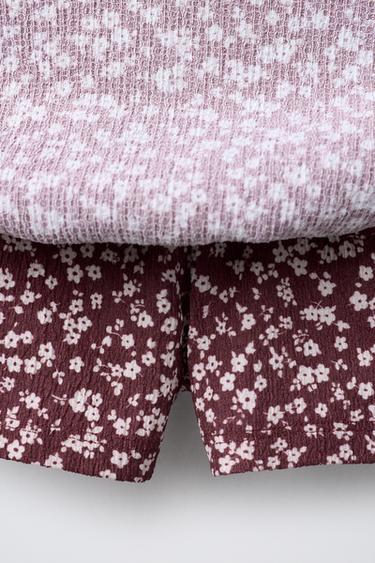 COTTON GAUZE FLORAL BERMUDA SKORT - Dark red by Zara - Image 3