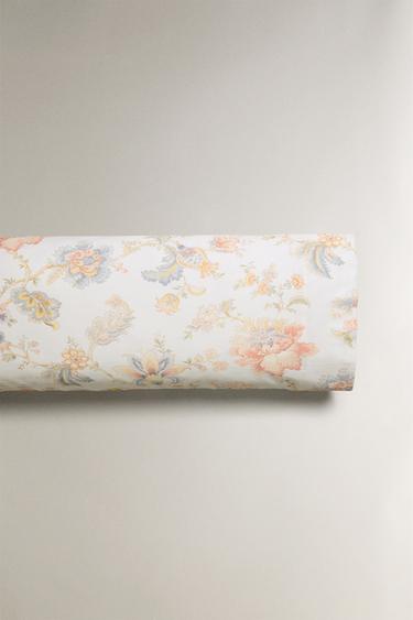 FLORAL PRINT SATEEN PILLOWCASE - Ecru by Zara - Image 4