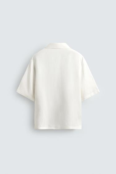 FLUID VISCOSE/LINEN SHIRT - Oyster-white by Zara - Image 6