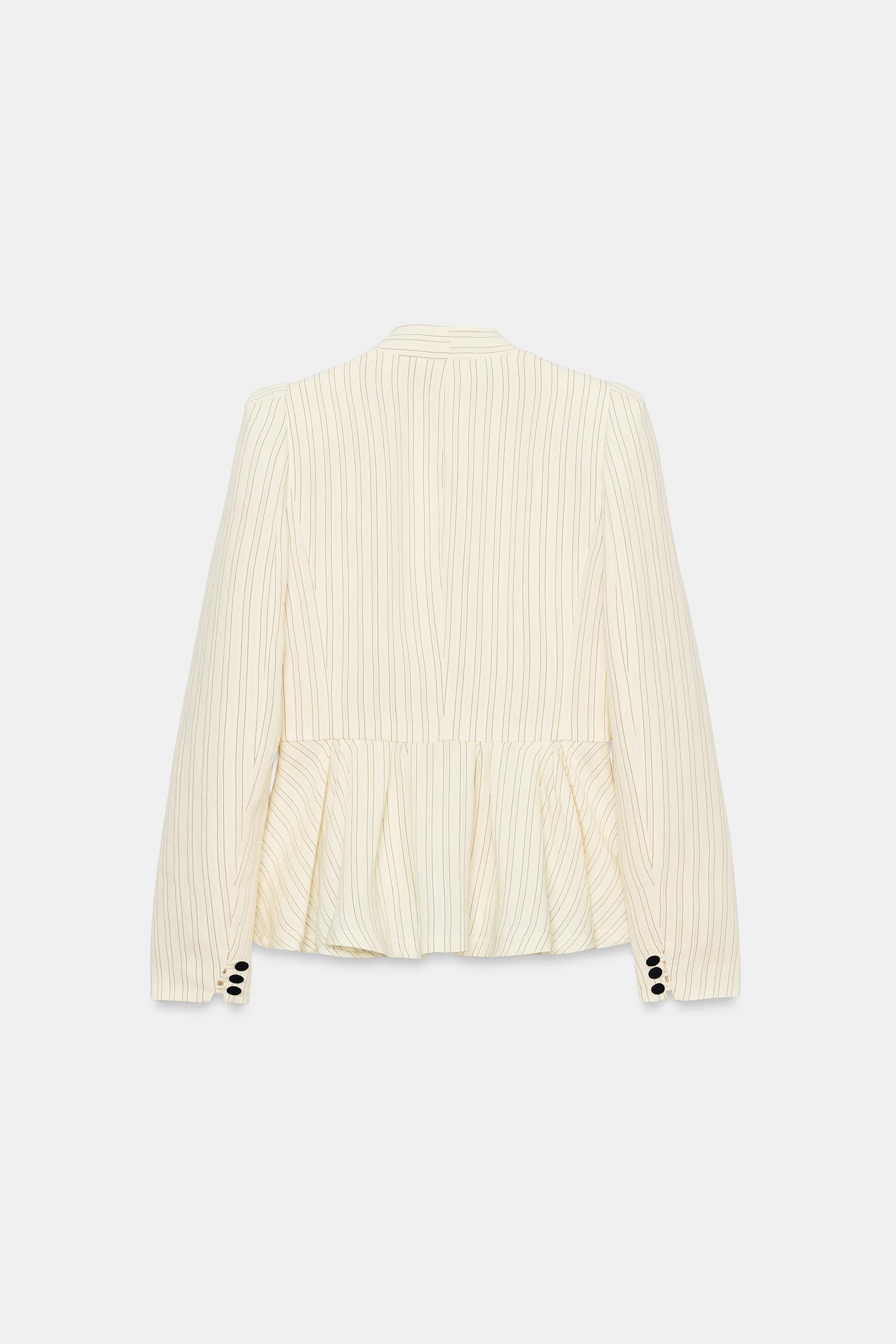 Zara Çizgili Vücuda Oturan Blazer görsel 6