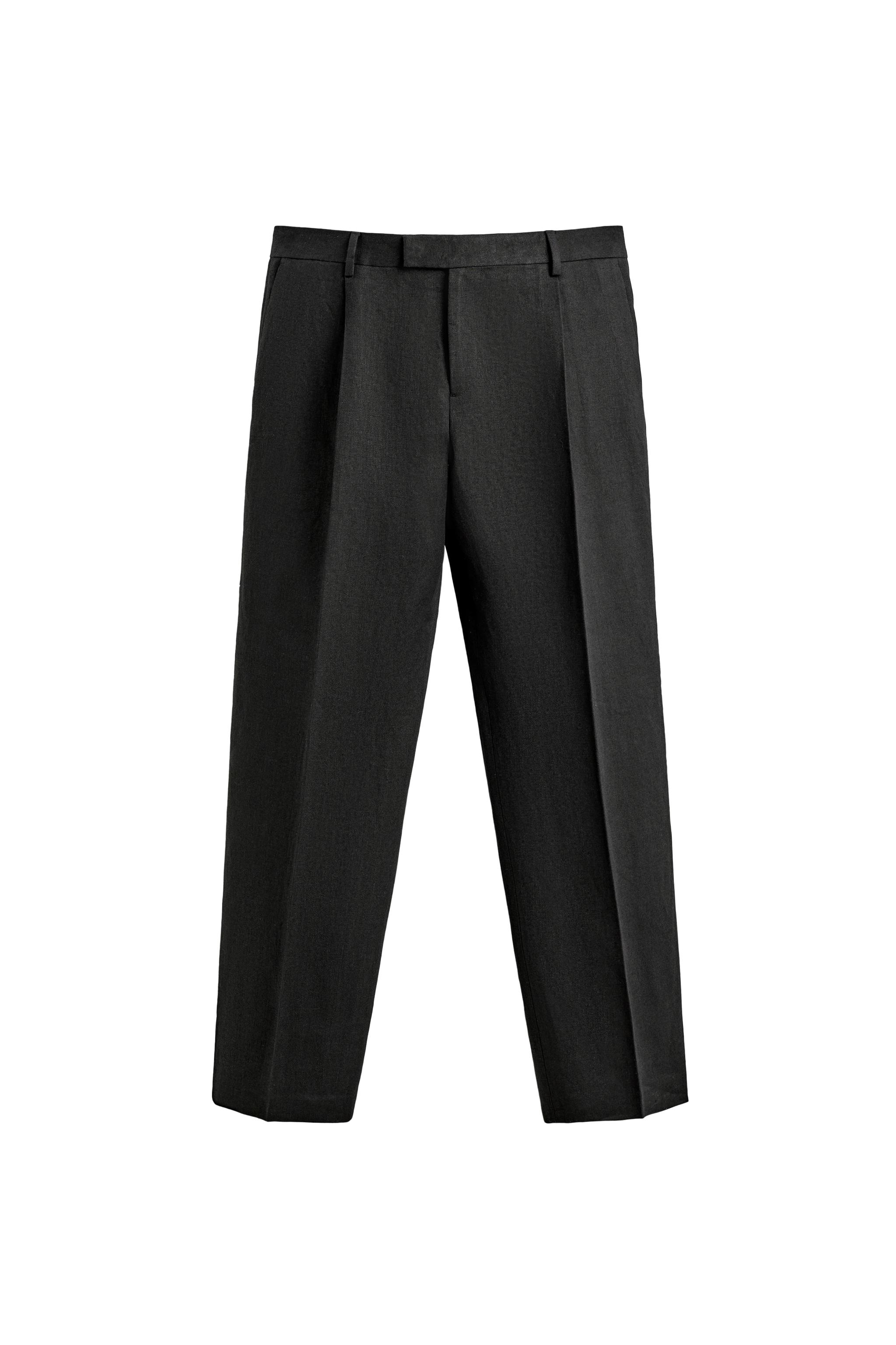 100% LINEN TWILL SUIT PANTS AARON LEVINE X ZARA - Black | ZARA