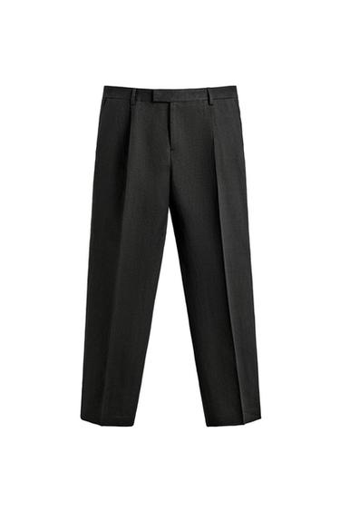 PANTALON DE COSTUME EN TWILL 100 % LIN AARON LEVINE X ZARA - Noir de Zara