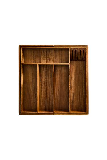 EXTENDIBLE WOODEN CUTLERY TRAY - Light beige by Zara
