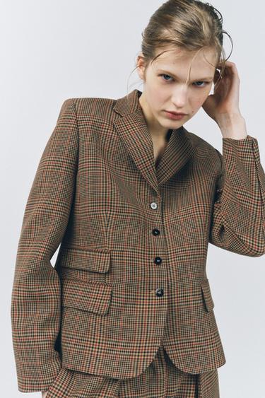 ZW COLLECTION CHECK BLAZER - Light brown by Zara - Image 1