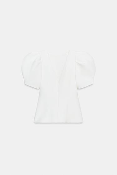 PUFF SLEEVE TOP - Ecru by Zara - Image 9