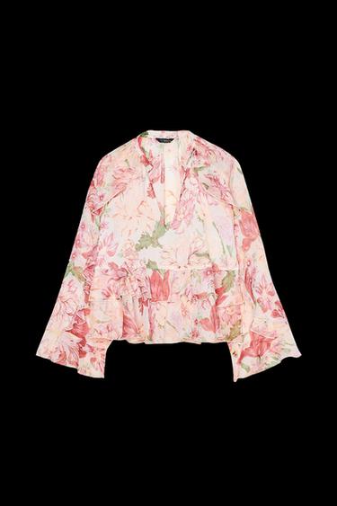 BLUSE MIT PRINT UND VOLANTS - Bunt von Zara - Bild 0