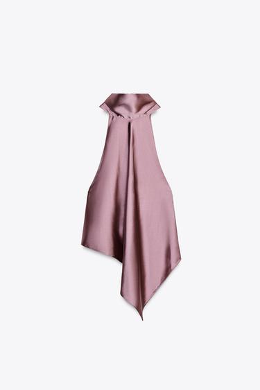 SATIN HALTER TOP - Pale pink by Zara - Image 4